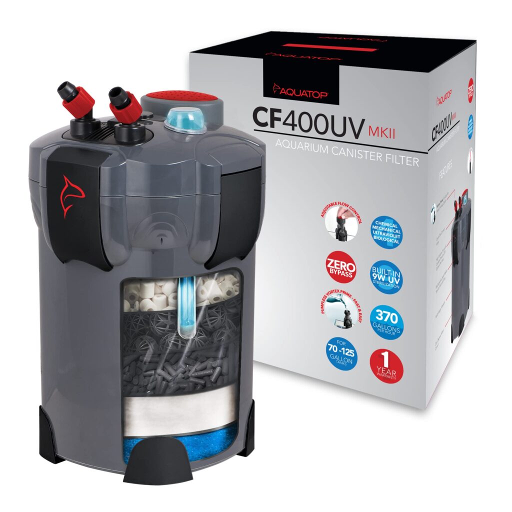 AJP Distributors HW-403B External Canister Filter – 370 GPH, 9W UV Sterilizer, For 100 Gal Aquariums
